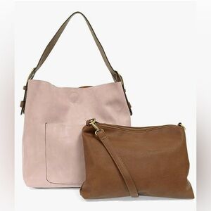Joy Susan Hobo Bag in Rosewater Pink Soft Vegan Leather 2 in 1 Handbag Classic